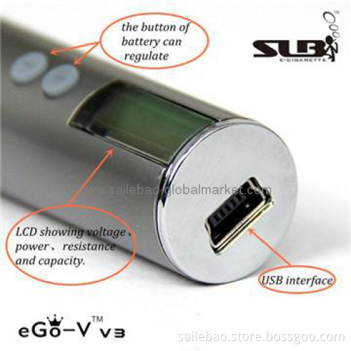 variable voltage ego v3 battery with LCD show resistance